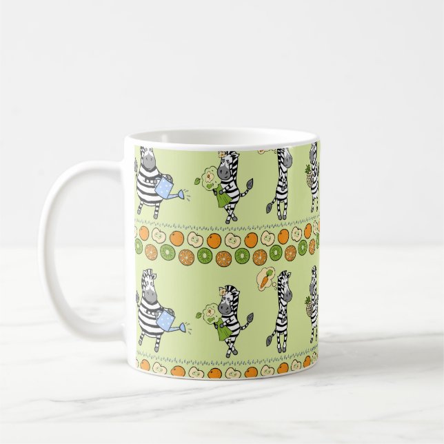 Caneca De Café Zebras e Frutas sem costura (Esquerda)