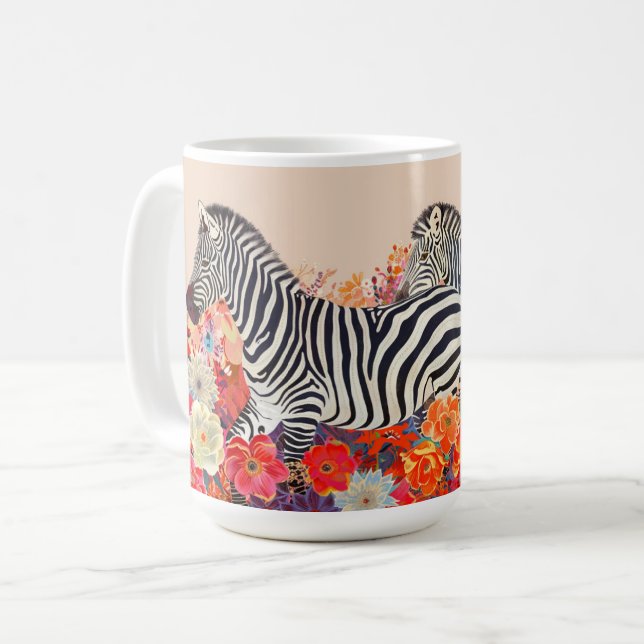 Caneca De Café Zebras em Flores (Frente Esquerda)