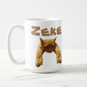 Caneca De Café Zeke Name Com Gato Preguiçoso Engraçado, Coffee Mu
