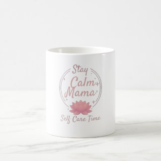 Caneca De Café Zen Fique Calma Mamãe Lótus Dourado Arte