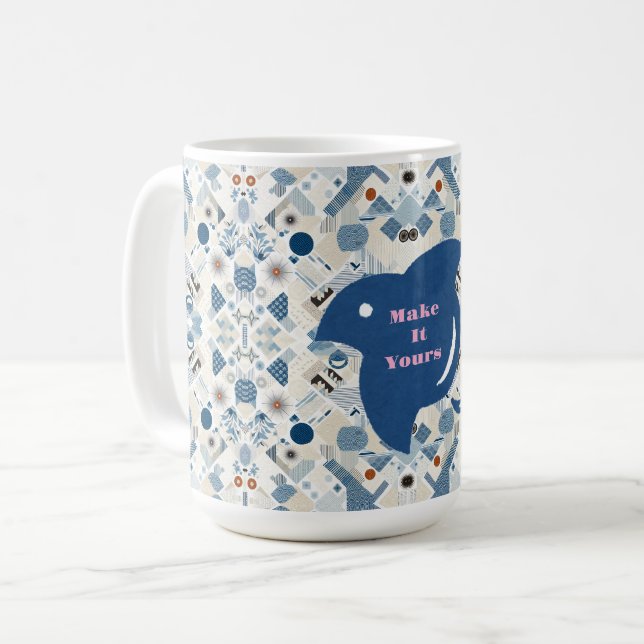 Caneca De Café ZEN：Soft Blue & White Serenity Customizable  (Frente Esquerda)