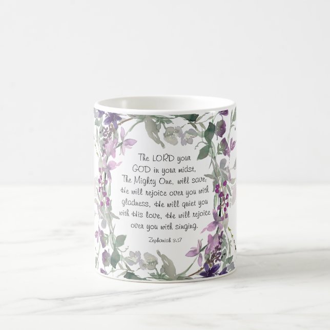 Caneca De Café Zephaniah 3:17 He will Rejoice over You (Centro)