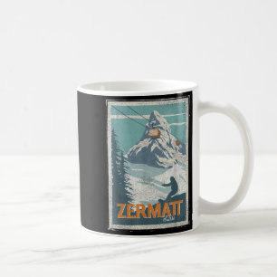 Caneca De Café Zermatt Suíça Esqui Inverno Snowboard Esqui