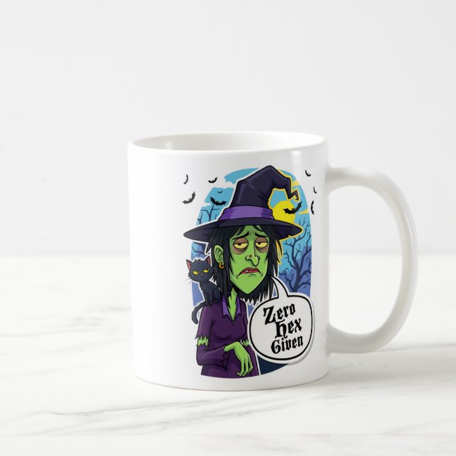 Caneca De Café Zero Hex Dando Engraçada Bruxa de Halloween Teto (Direita)