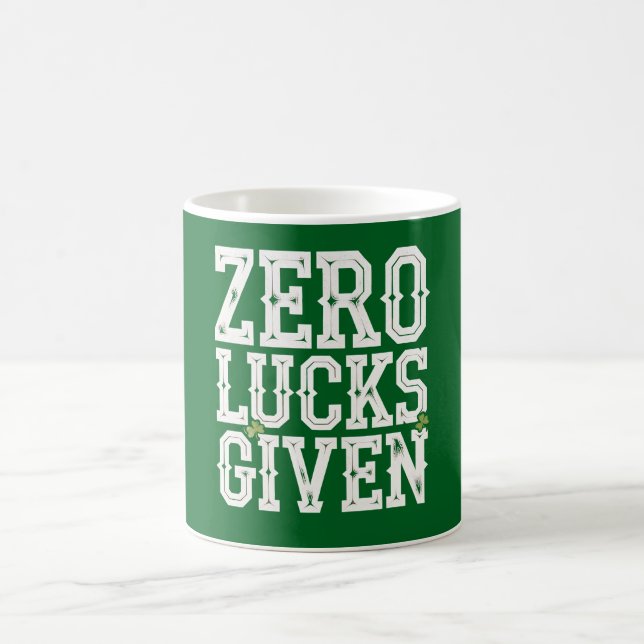 Caneca De Café "Zero Lucks" Com Engraçado Dia de São Patrício irl (Centro)