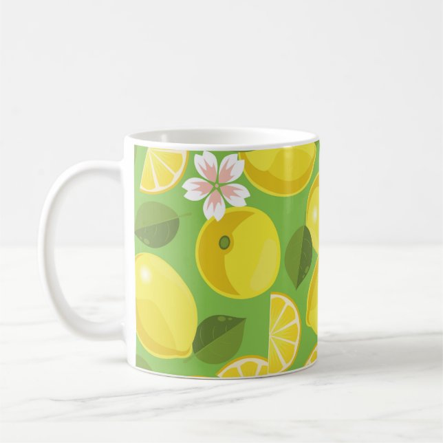 Caneca De Café Zesty Lemon: Citrus Pattern Delight (Esquerda)