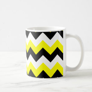 Caneca De Café Zigzag Amarelo Preto e Branco