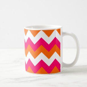 Caneca De Café Zigzag Branco Laranja Rosa