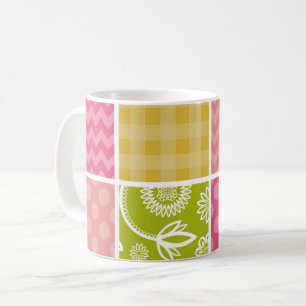Caneca De Café Zigzag, Chevron, Bolinhas, Gingham, Patchwork