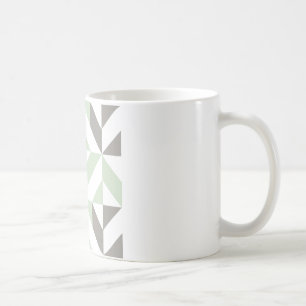 Caneca De Café ZigZag Geométrico de Sage Green e Silver