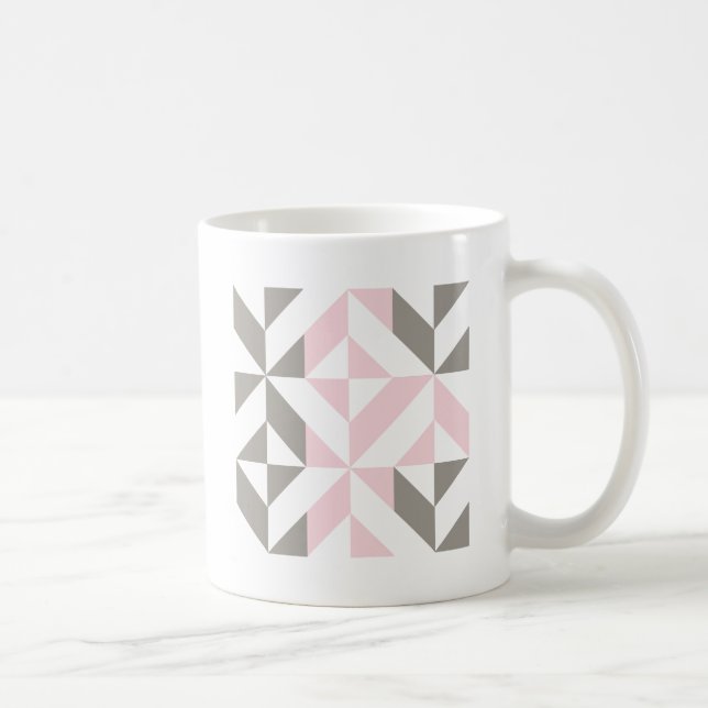 Caneca De Café ZigZag geométrico, rosa e prata (Direita)