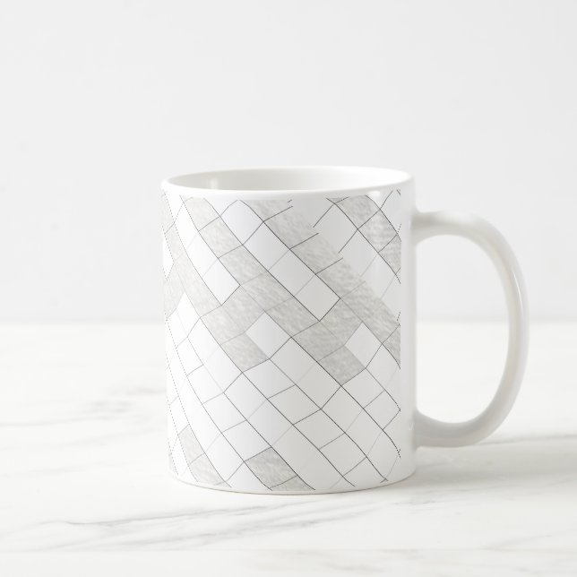 Caneca De Café zigzag quadrados em cinzas... (Direita)