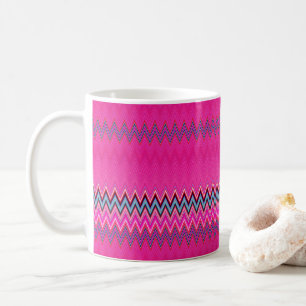 Caneca De Café Zigzag rosa quente