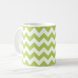 Caneca De Café Zigzag Verde, Chevron Verde, Padrão Geométrico