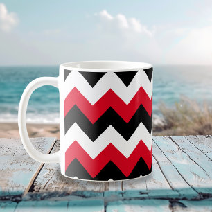 Caneca De Café Zigzag Vermelho Preto e Branco