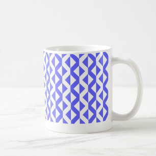 Caneca De Café ZigZags Alternados - Azul Elétrico e Branco