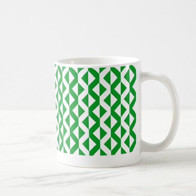 Caneca De Café ZigZags Alternados - Verde Grama e Branco (Direita)