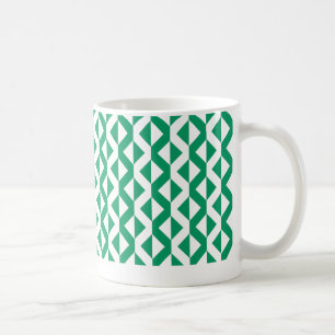 Caneca De Café ZigZags Alternados - Verde Kentucky e Branco