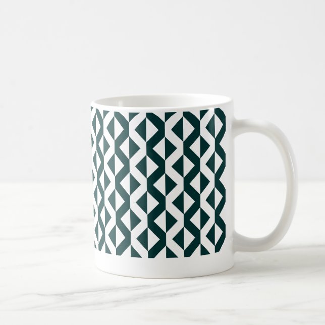 Caneca De Café ZigZags Alternativos - Verde-k e Branco (Direita)