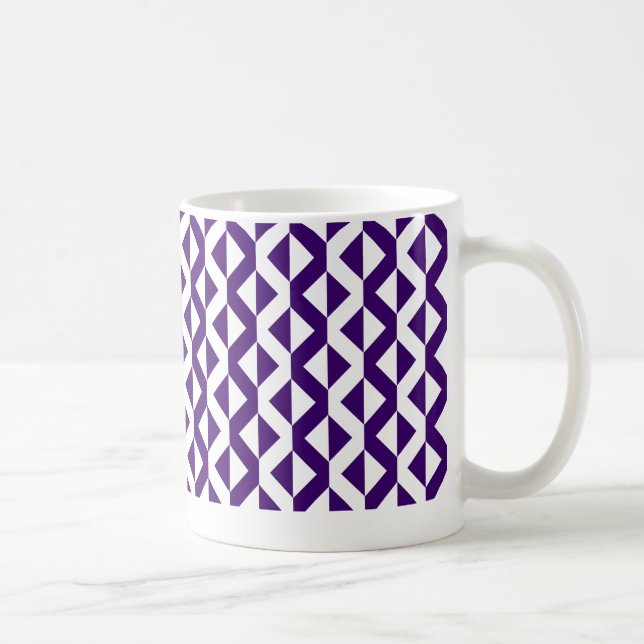 Caneca De Café ZigZags alternativos - Violeta profunda e branco (Direita)