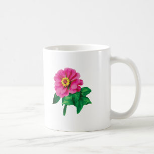 Caneca De Café Zínia Magenta Com Folhas