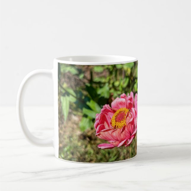 Caneca De Café Zinnia rosa com centro amarelo (Esquerda)