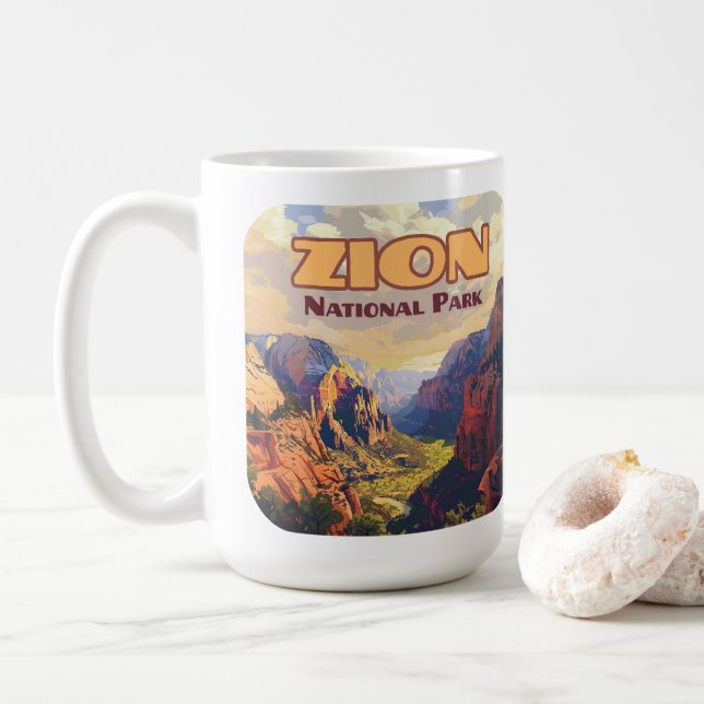 Caneca De Café Zion National Park Utah Moab Canyon Retro (Com Donut)