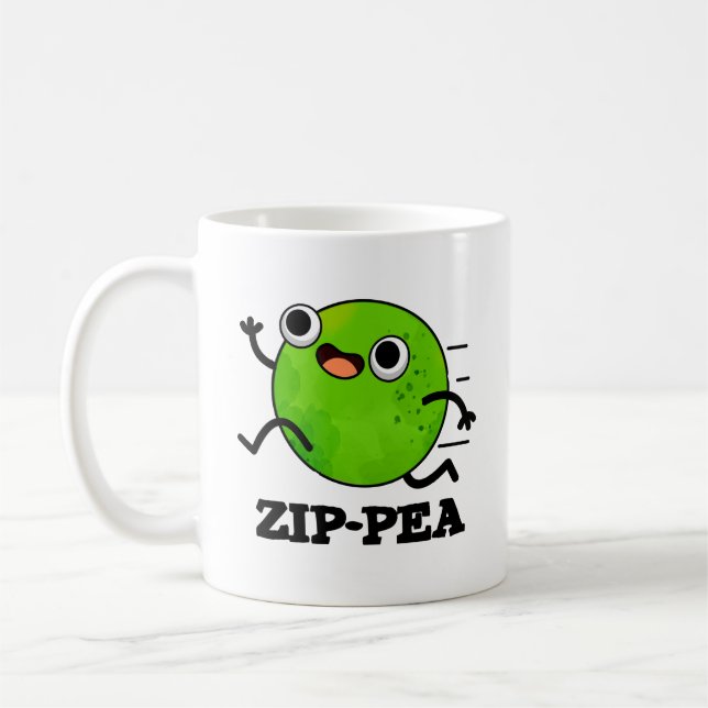 Caneca De Café Zip-pea Engraçado Zippy Pea Pun (Esquerda)
