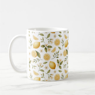 Caneca De Café Zitronen- Muster- Aquarell