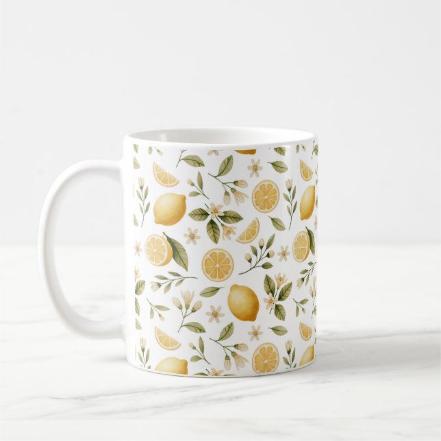 Caneca De Café Zitronen- Muster- Aquarell (Esquerda)