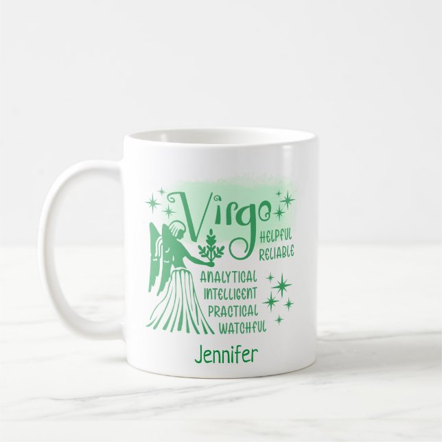 Caneca De Café Zodiac Traços Personalizados de Vírus Horoscópio C (Esquerda)