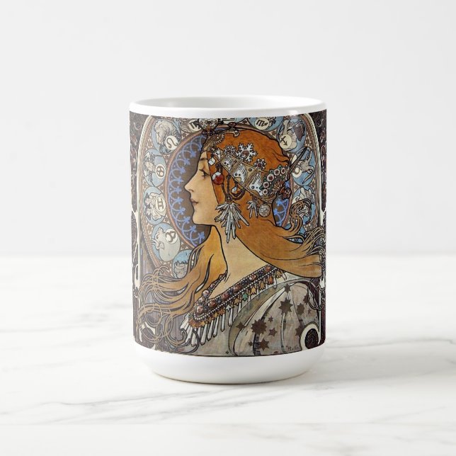 Caneca De Café Zodiac Woman de Alphonse Mucha - Art Nouveau (Centro)