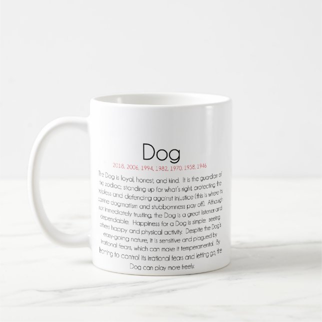 Caneca De Café Zodíaco chinês (ano do cão) 2 (Esquerda)