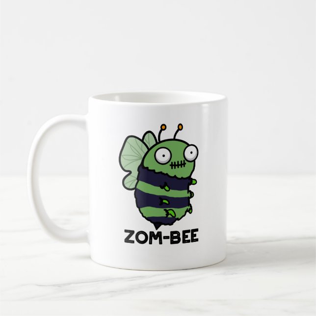 Caneca De Café Zom-bee Dia de as Bruxas engraçado Zombie Bee Pun (Esquerda)
