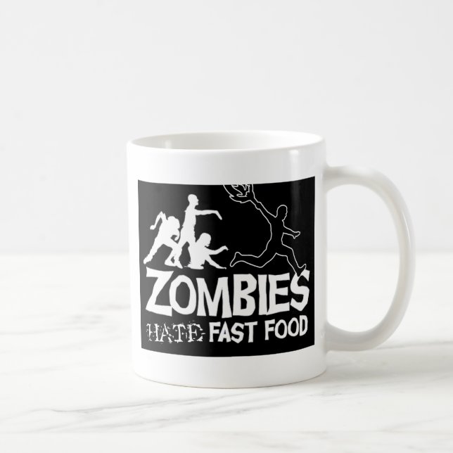 Caneca De Café Zombi-Ódio-Rápido-Comida-Preto (Direita)