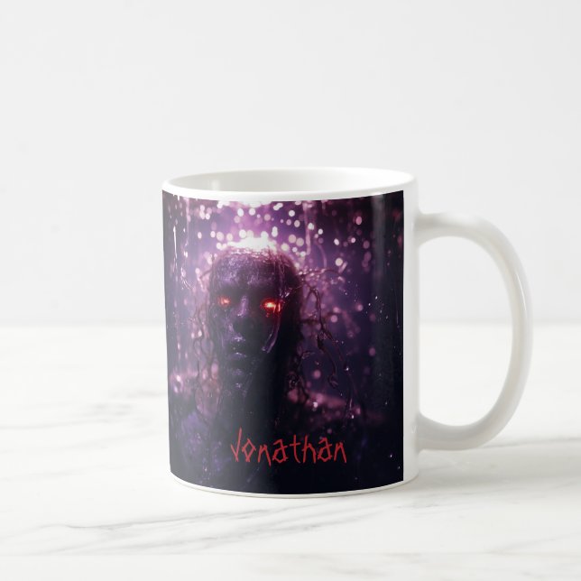 Caneca De Café Zombie assustadora personalizada Horror Roxo Hallo (Direita)