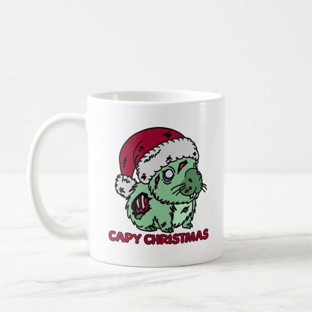 Caneca De Café Zombie Capybara Natal (Esquerda)