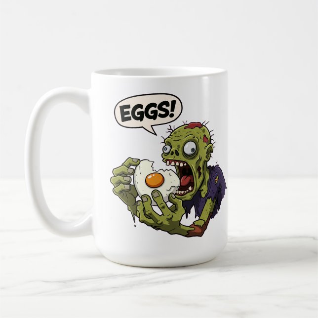 Caneca De Café Zombie comendo ovo (Esquerda)