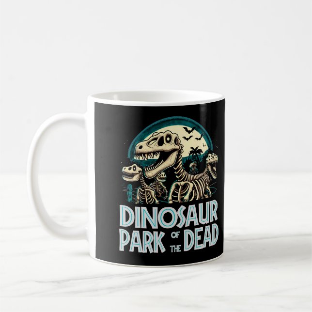 Caneca De Café Zombie Dinossaur Park do Dia de as Bruxas engraçad (Esquerda)