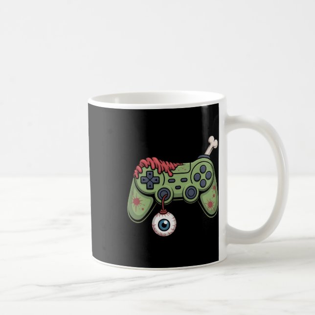 Caneca De Café Zombie Gamer Controller With Eyell And Halloween G (Direita)