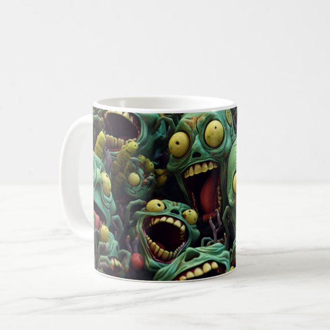 Caneca De Café Zombie Horde, Halloween, Spooky, presente (Frente Esquerda)