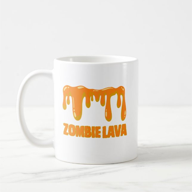 Caneca De Café zombie lave laranja engraçado halloween (Esquerda)