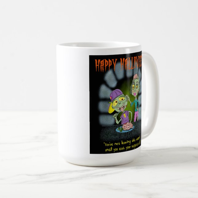 Caneca De Café Zombie, mãe e filho, Halloween Mug (Frente Esquerda)