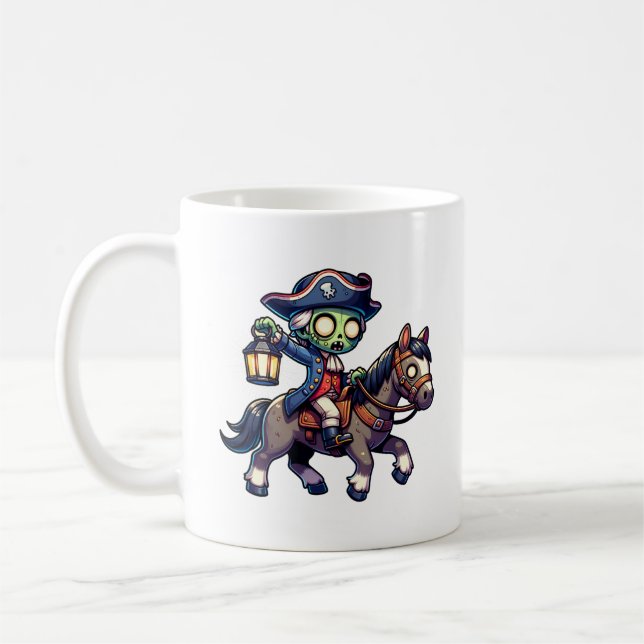 Caneca De Café Zombie Paul Revere's Ride (Esquerda)
