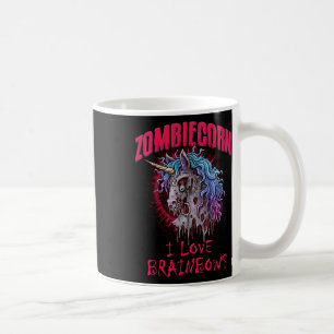 Caneca De Café Zombie Unicorn I Love Brainbows Punk Gothic Gótico