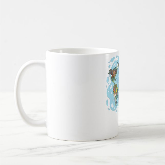 Caneca De Café Zoo Animais Mundo Mapa Planeta Terra Selo Ecológic (Esquerda)