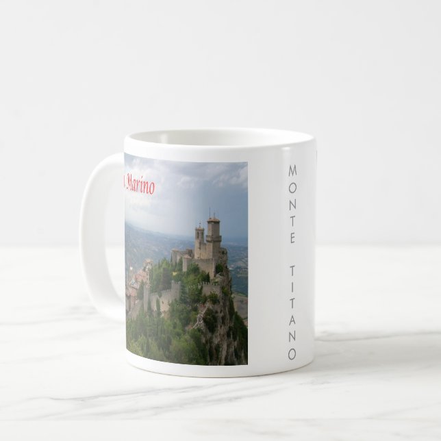 Caneca De Café zSM007 MONTE TITANO panorama, São Marino, (Frente Esquerda)