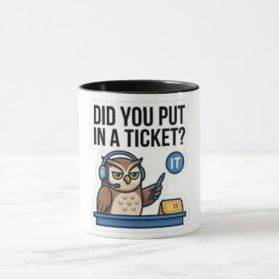 Caneca de caféengraçada do suporte de TI Coruja - 