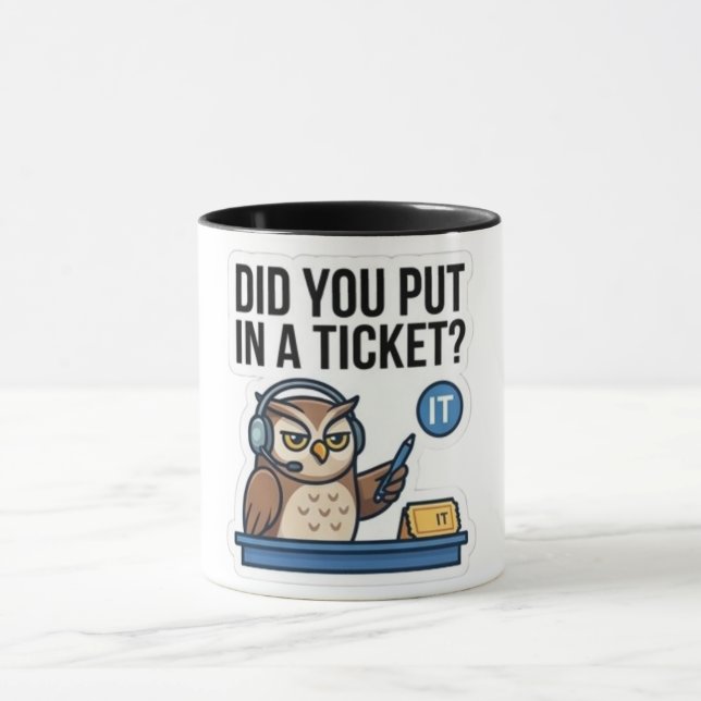 Caneca de caféengraçada do suporte de TI Coruja -  (Centro)