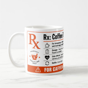 Caneca de Cafeína Prescrita Rx Café Divertida